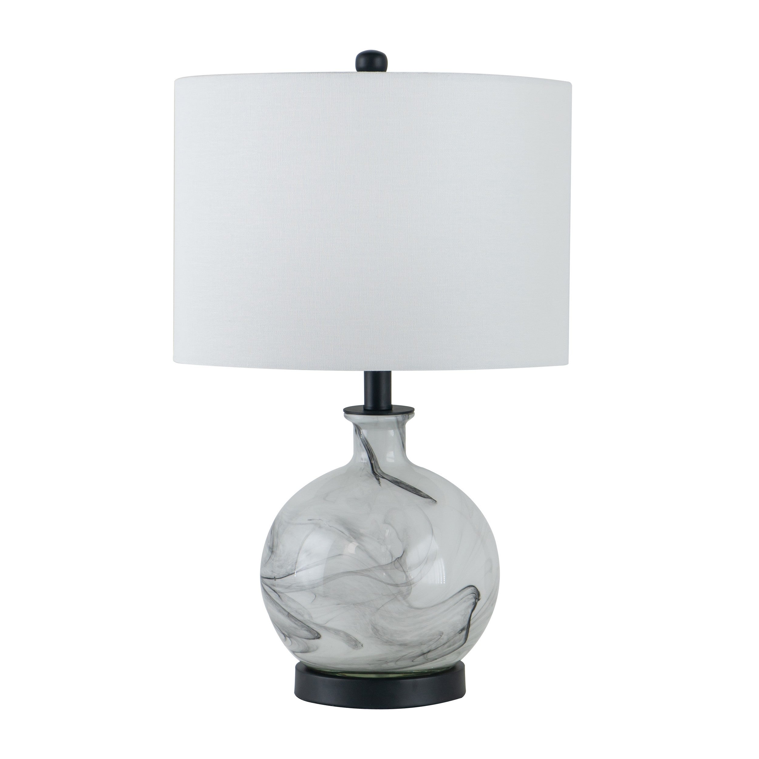 Bob 23 Inch Table Lamp with Round Drum Shade and Glass Frame White Gray-zoom-1