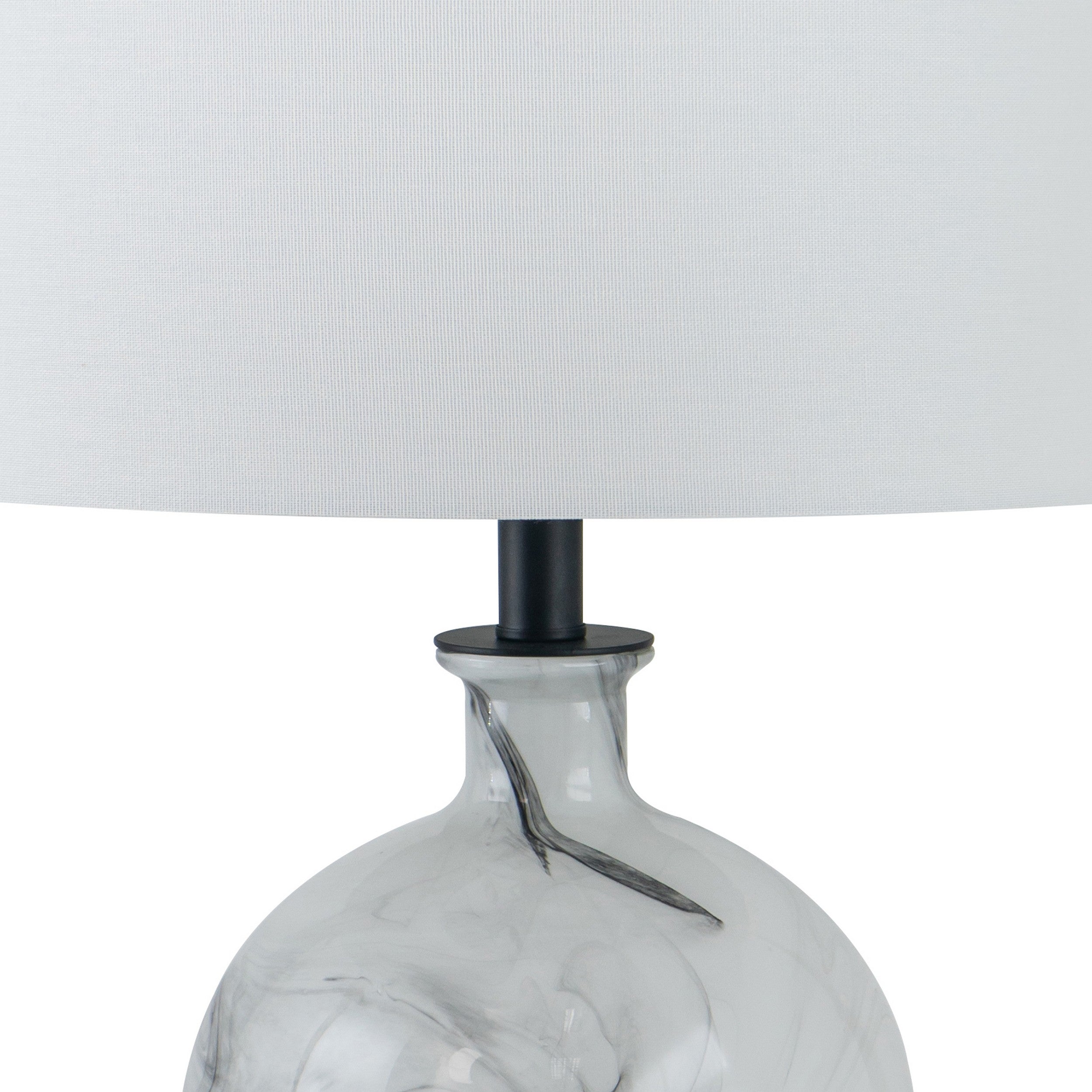 Bob 23 Inch Table Lamp with Round Drum Shade and Glass Frame White Gray-zoom-2