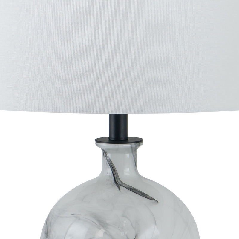 Bob 23 Inch Table Lamp with Round Drum Shade and Glass Frame White Gray-zoom-