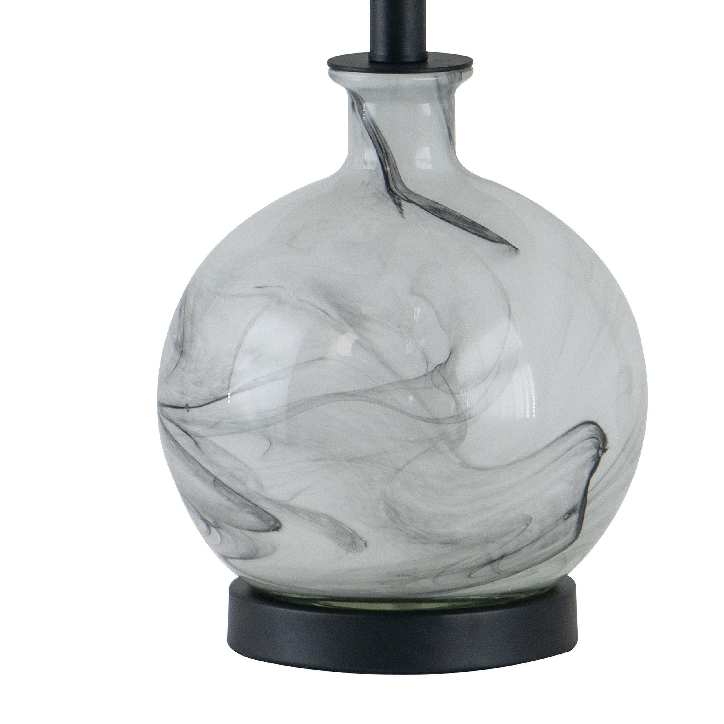 Bob 23 Inch Table Lamp with Round Drum Shade and Glass Frame White Gray-zoom-4