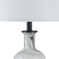 Bob 29 Inch Tall Table Lamp with Round Drum Shade Glass Frame White Gray