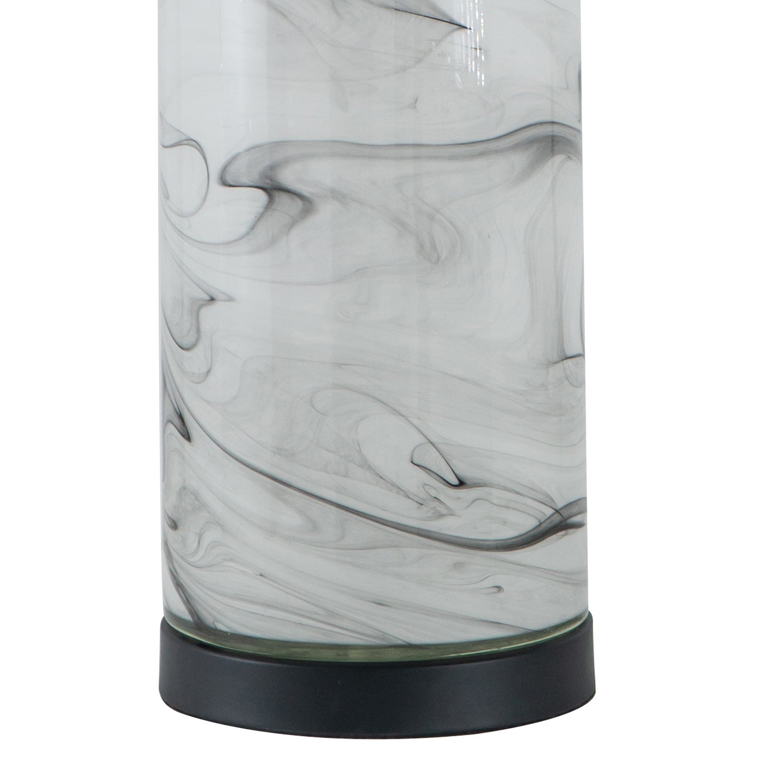 Bob 29 Inch Tall Table Lamp with Round Drum Shade Glass Frame White Gray-zoom-4