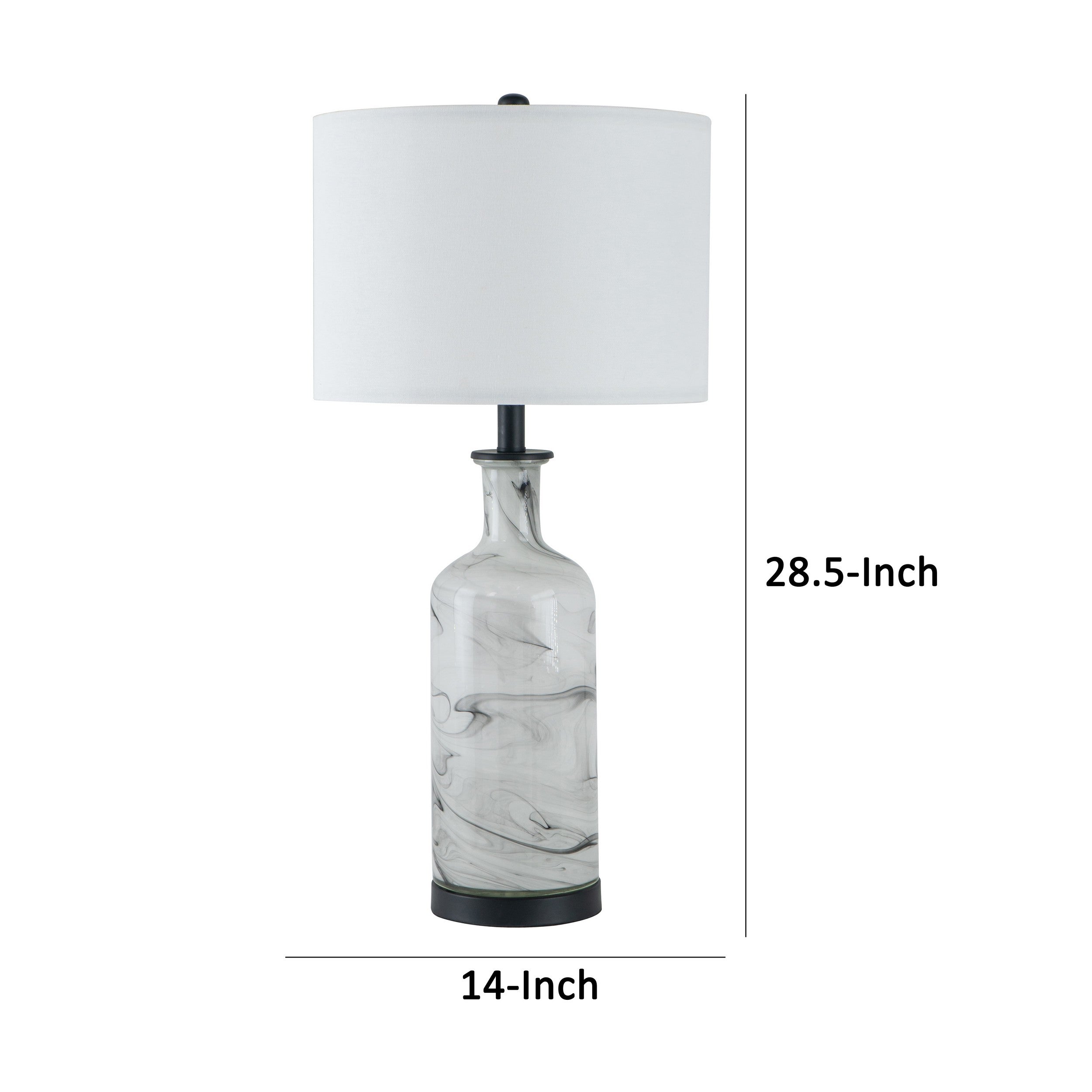 Bob 29 Inch Tall Table Lamp with Round Drum Shade Glass Frame White Gray-zoom-5