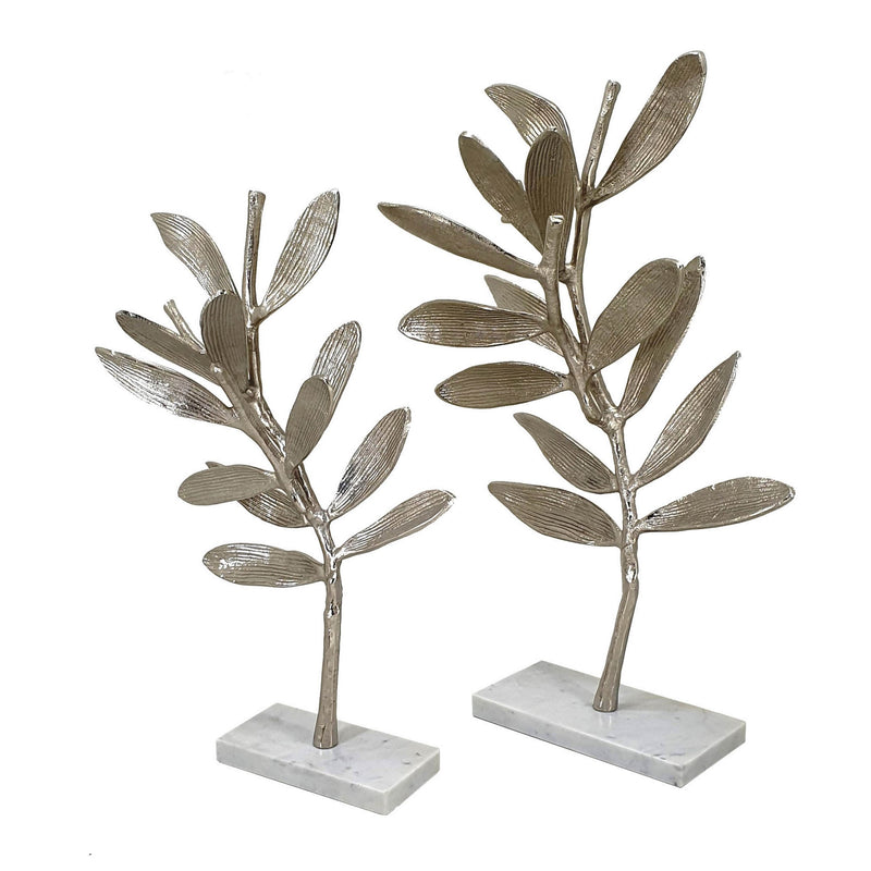 28 23 Inch Metal Statuettes Decorative Accent Olive Tree White Set Of 2-zoom-