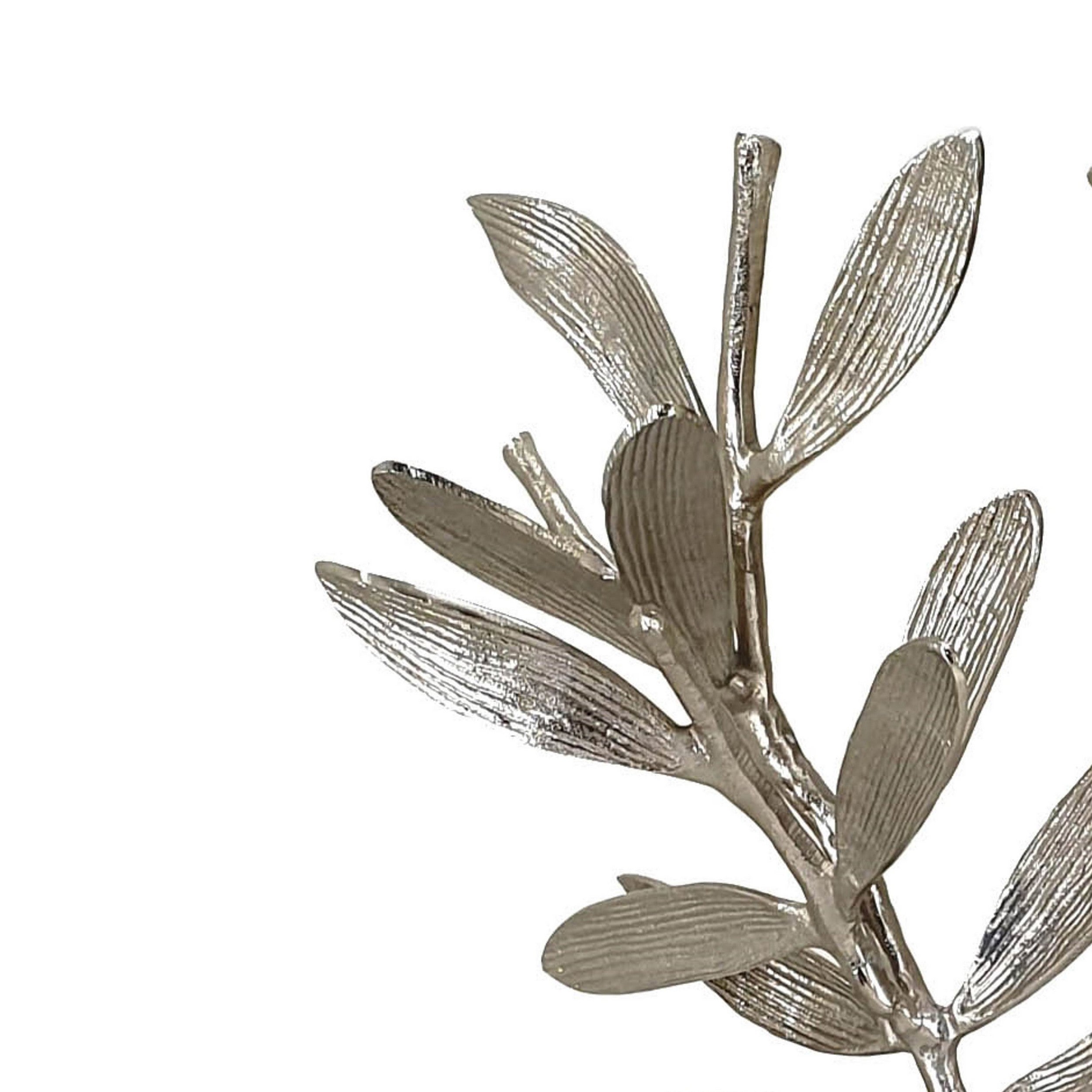 28 23 Inch Metal Statuettes Decorative Accent Olive Tree White Set Of 2