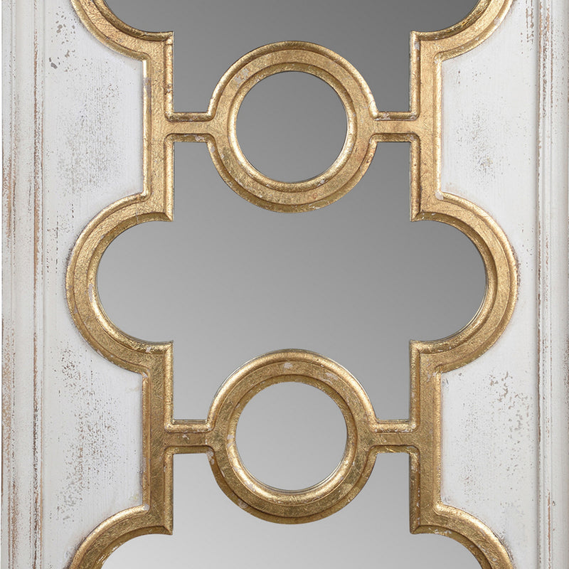 58 Inch Decorative Accent Mirror Gold Ornate Trim Over White Fir Wood-zoom-