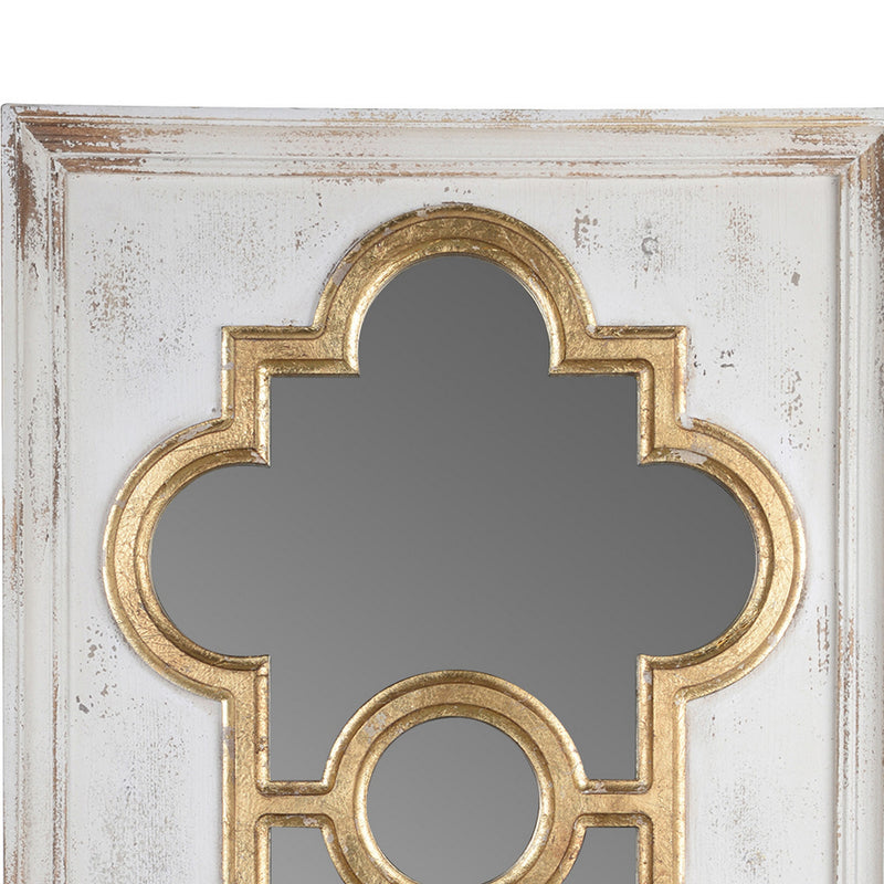 58 Inch Decorative Accent Mirror Gold Ornate Trim Over White Fir Wood-zoom-