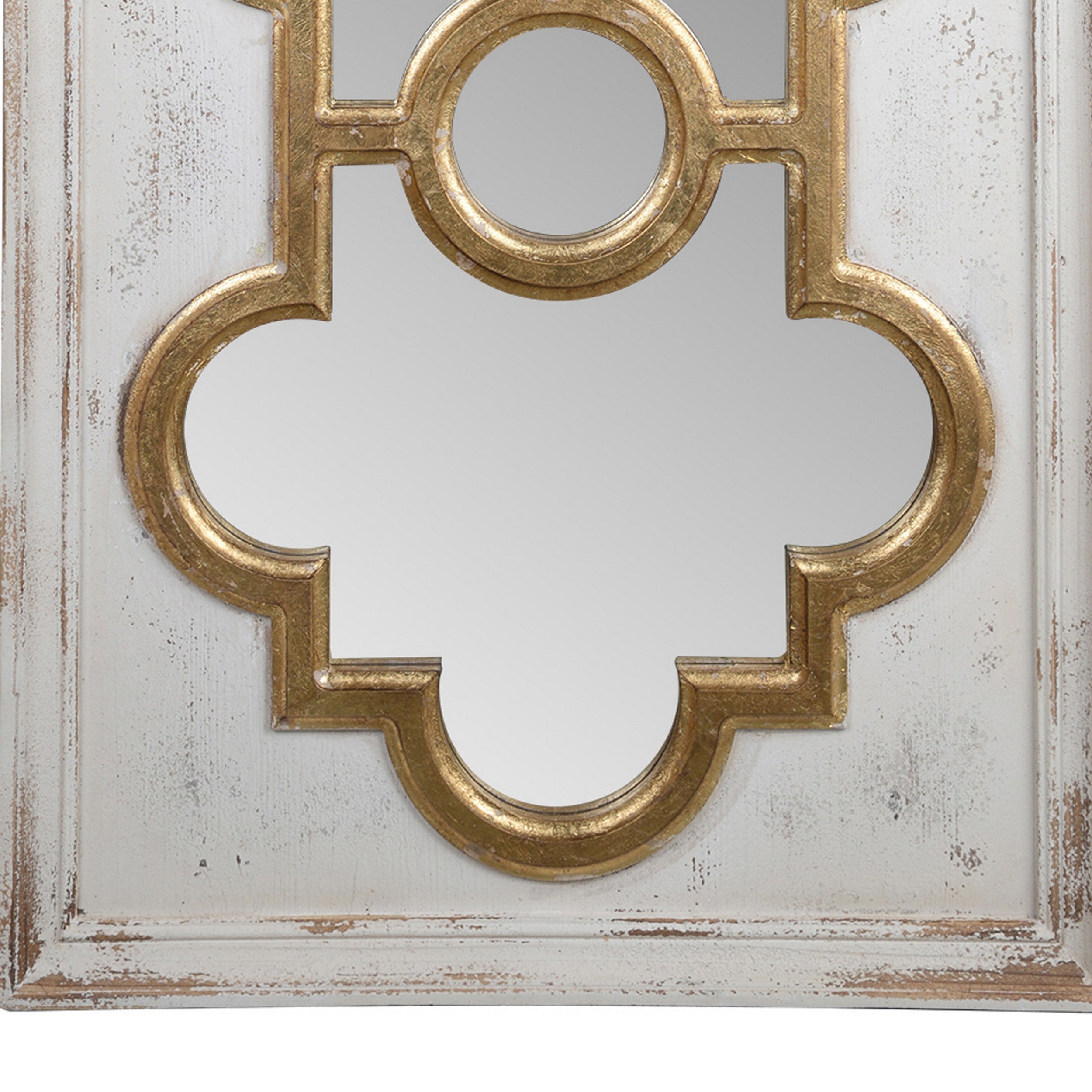 58 Inch Decorative Accent Mirror Gold Ornate Trim Over White Fir Wood-zoom-4