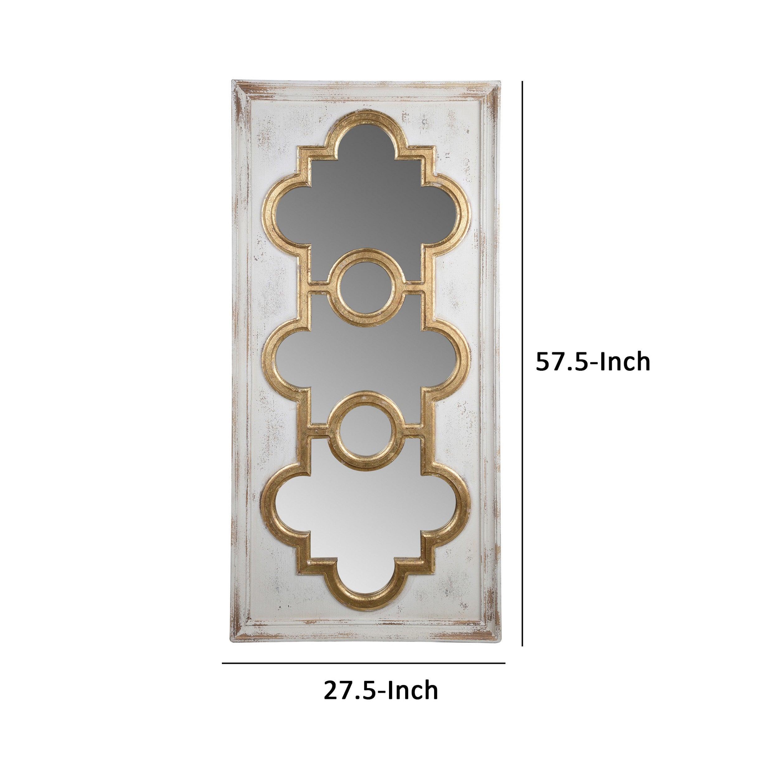 58 Inch Decorative Accent Mirror Gold Ornate Trim Over White Fir Wood-zoom-5