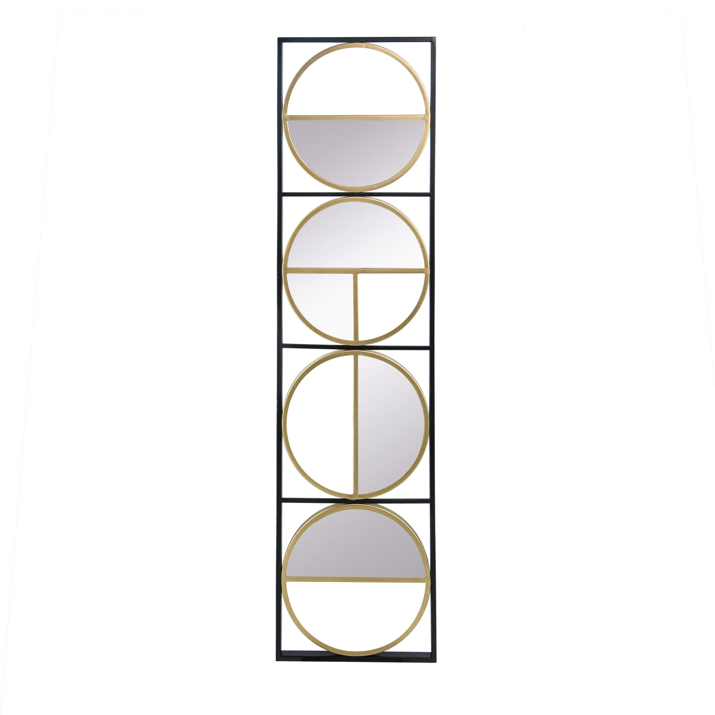 47 Inch Modern Wall Decor With 4 Varied Round Mirrors Black Metal Frame
