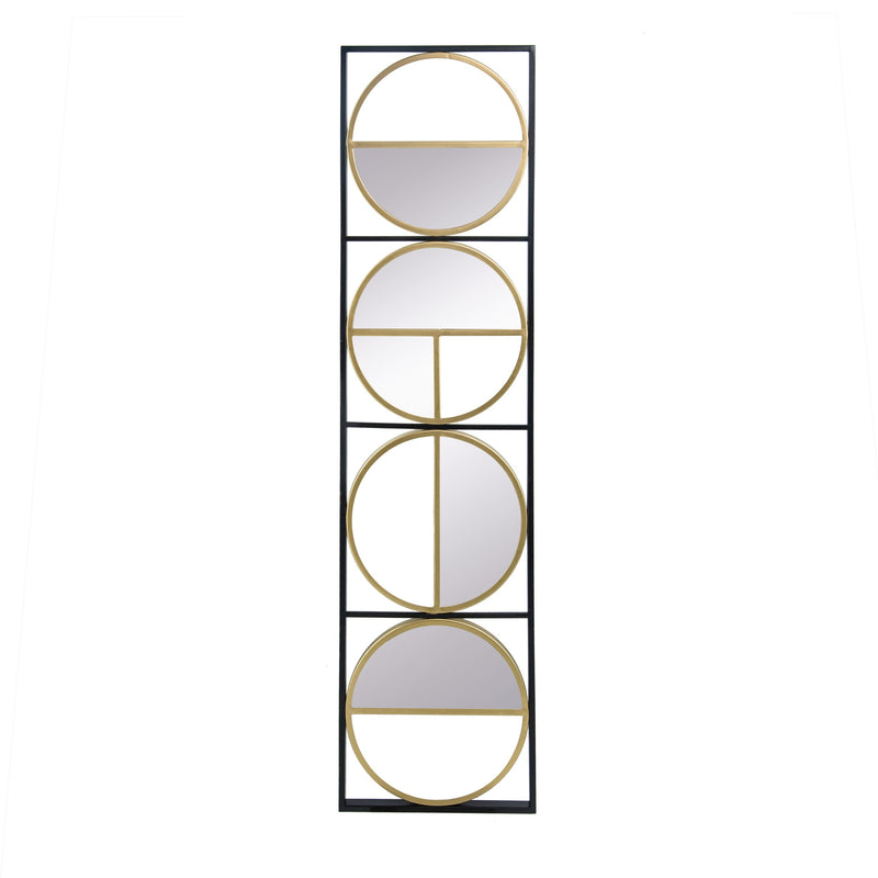 47 Inch Modern Wall Decor With 4 Varied Round Mirrors Black Metal Frame-zoom-