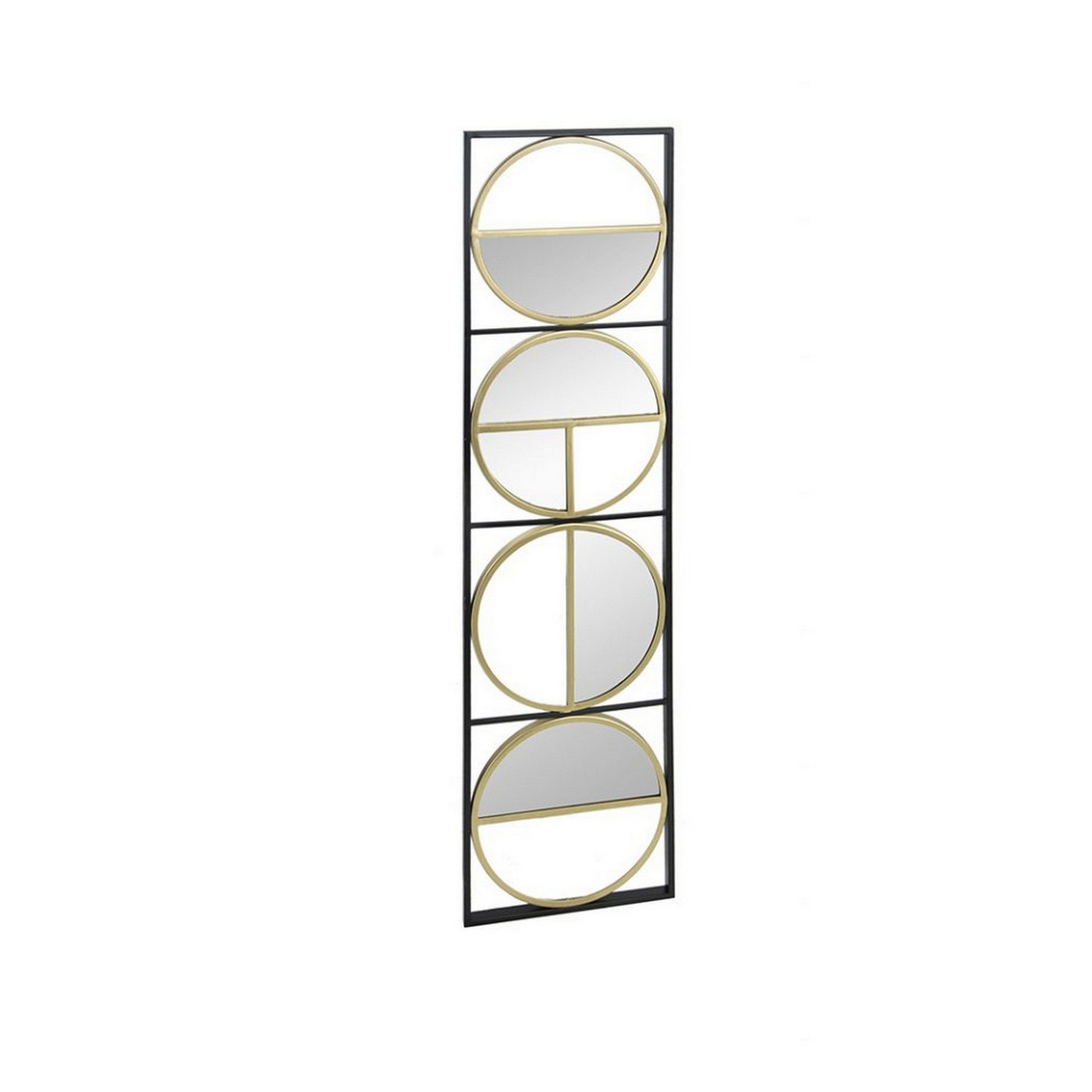 47 Inch Modern Wall Decor With 4 Varied Round Mirrors Black Metal Frame