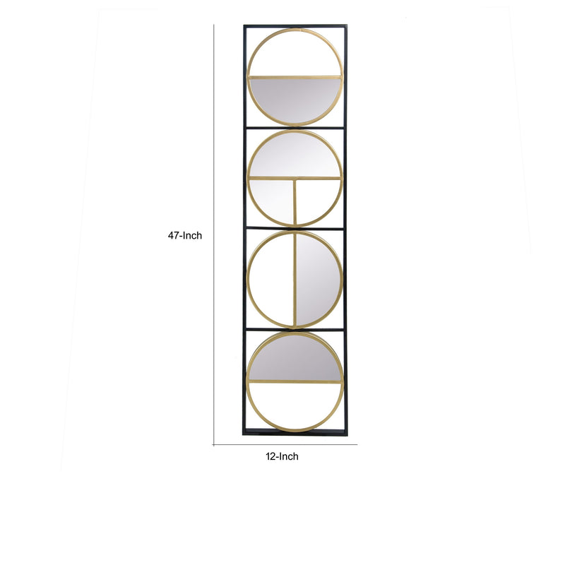 47 Inch Modern Wall Decor With 4 Varied Round Mirrors Black Metal Frame-zoom-