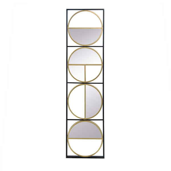 47 Inch Modern Wall Decor With 4 Varied Round Mirrors Black Metal Frame