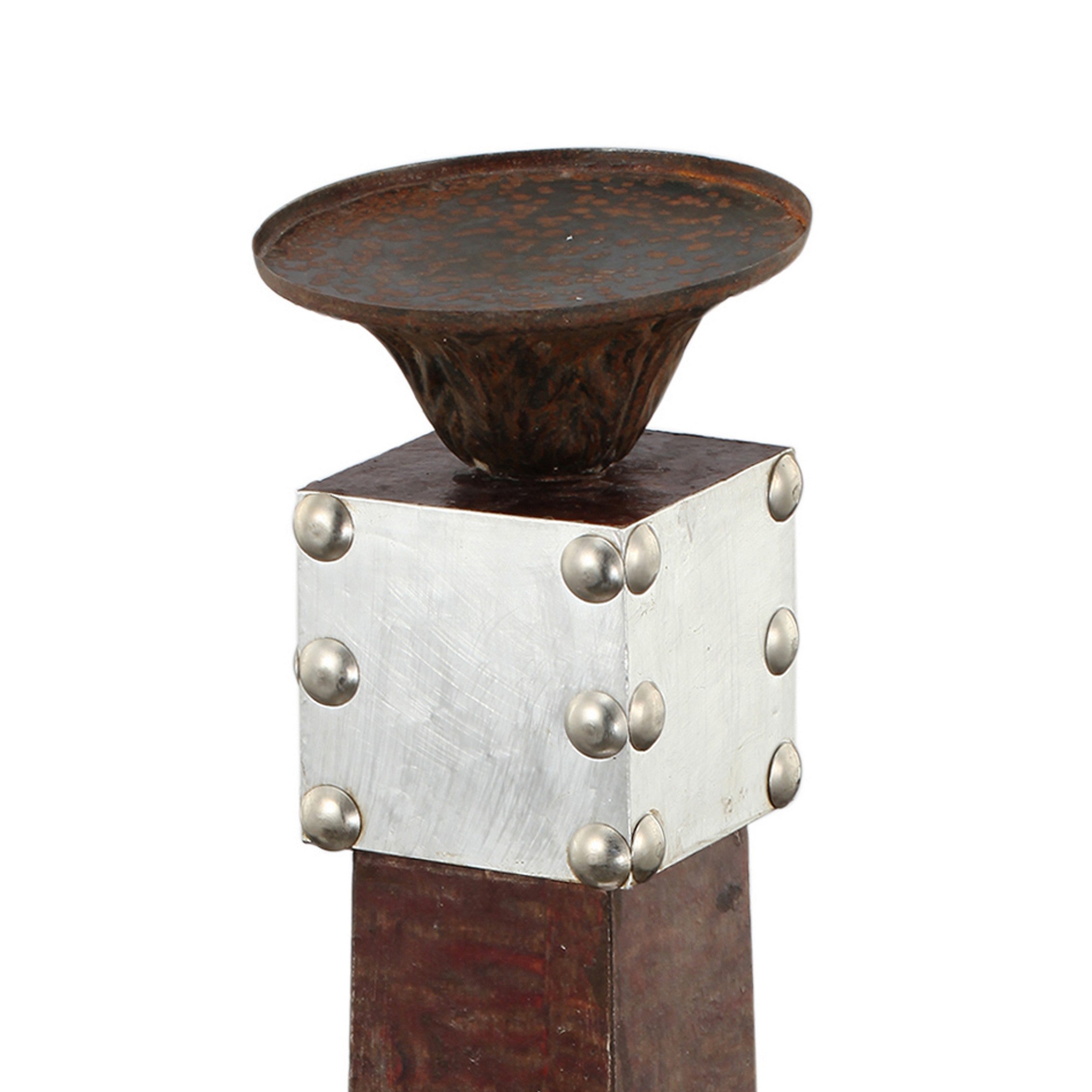 21 Inch Pillar Candle Holder Tapered Block Pedestal Dark Brown Wood-zoom-2