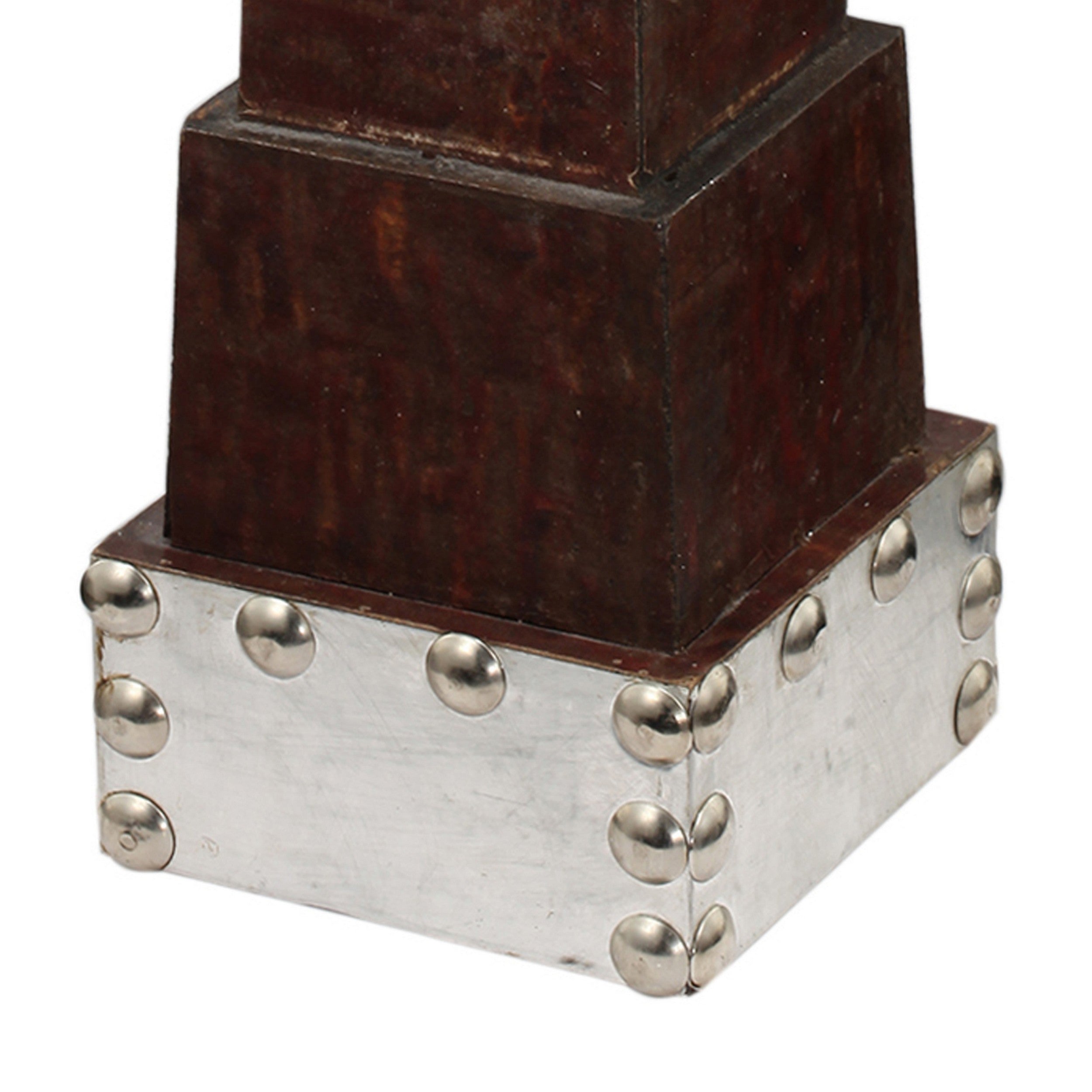 21 Inch Pillar Candle Holder Tapered Block Pedestal Dark Brown Wood-zoom-4