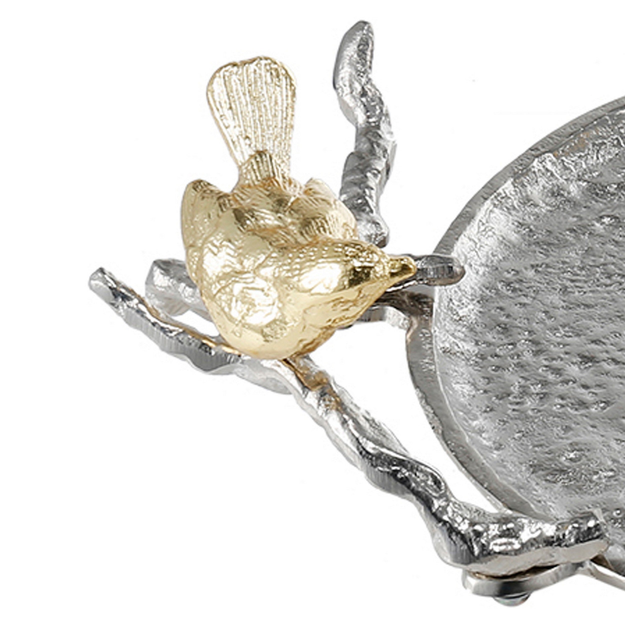 14 Inch Small Decorative Tray Perched Birds Silver Metal Frame Set Of 2-zoom-2