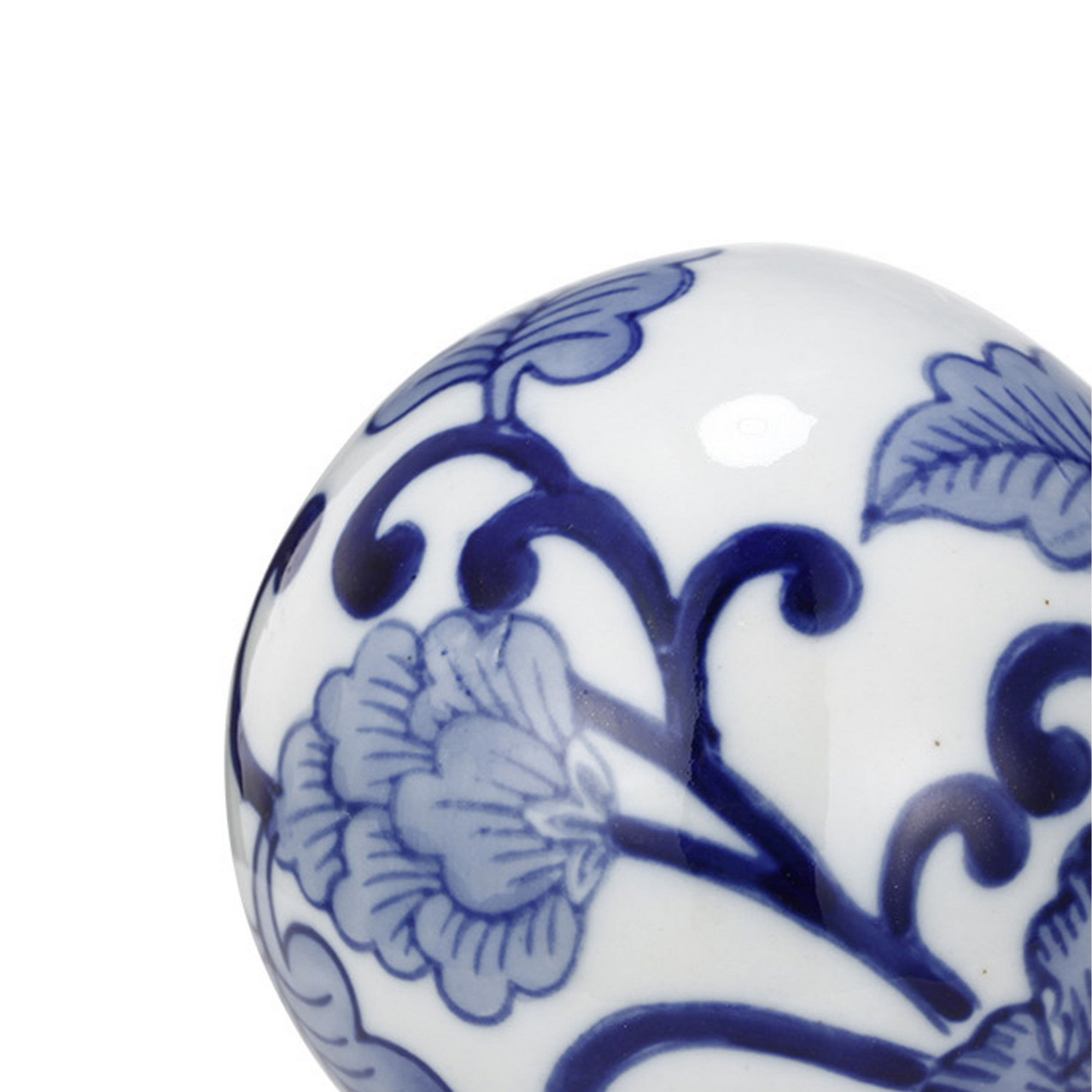 4 Inch Decorative Ball Set Of 6 Orbs Blue And White Printed Porcelain