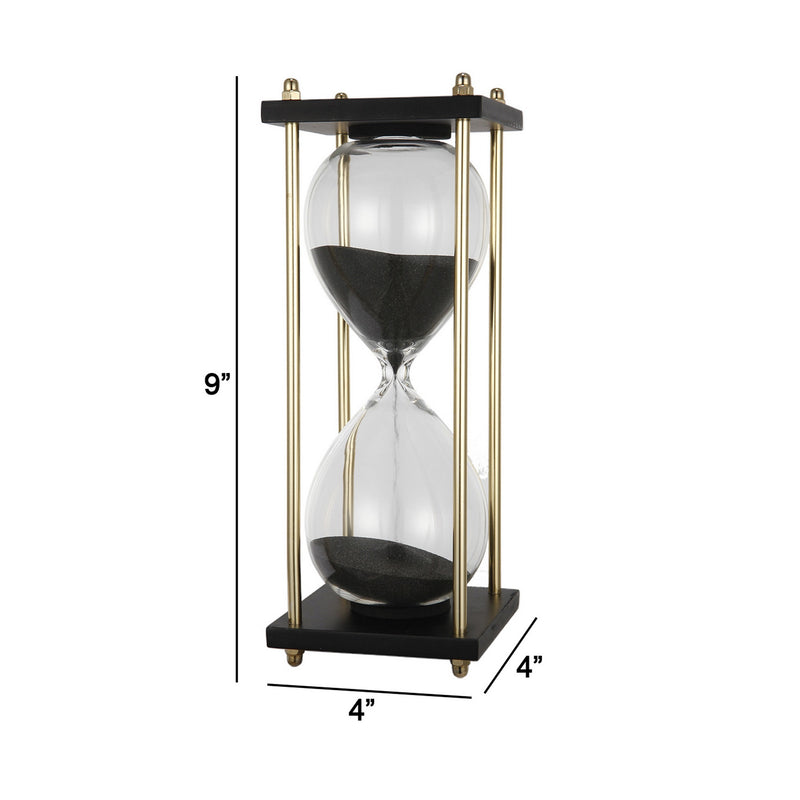 4 Inch Artistic Hourglass Accent Decoration Stylish Black Metal Frame-zoom-