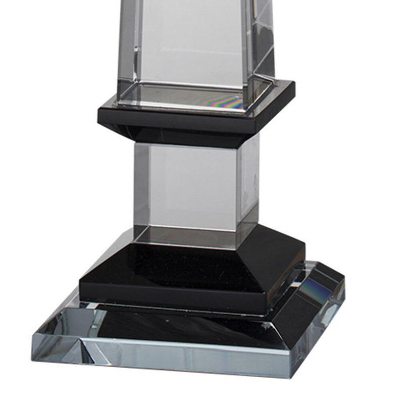 20 Inch Glass Obelisk Accent Decoration Monument Design Square Base-zoom-