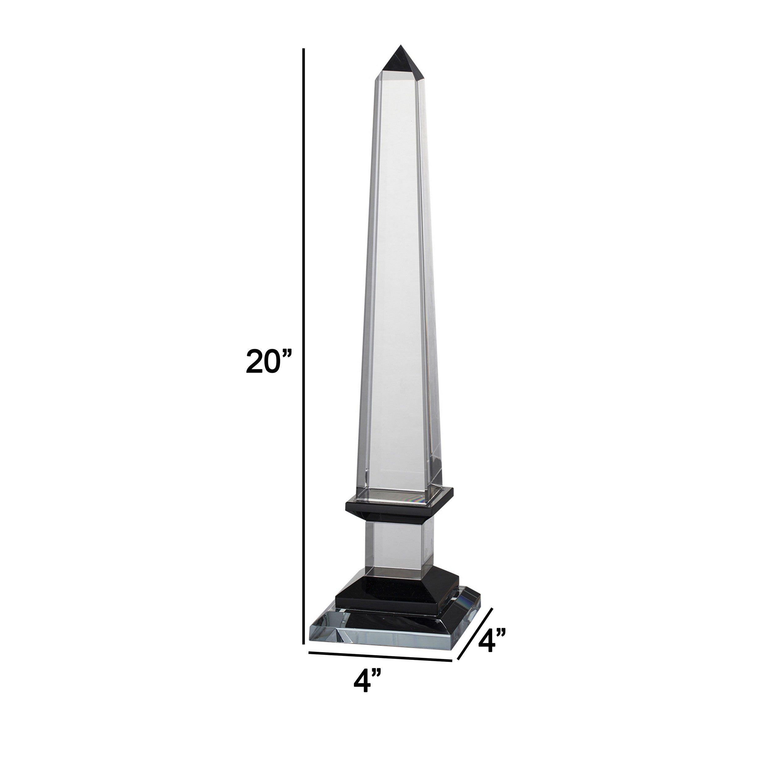 20 Inch Glass Obelisk Accent Decoration Monument Design Square Base-zoom-5