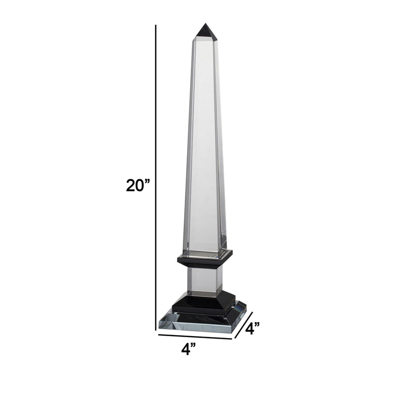 20 Inch Glass Obelisk Accent Decoration Monument Design Square Base-zoom-