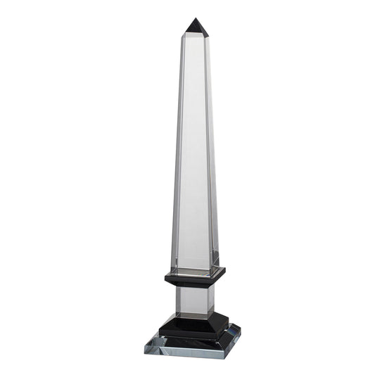 20 Inch Glass Obelisk Accent Decoration Monument Design Square Base