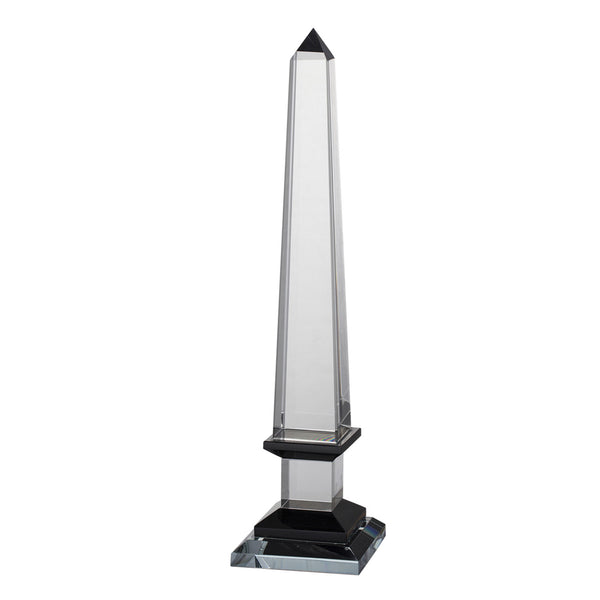 20 Inch Glass Obelisk Accent Decoration Monument Design Square Base