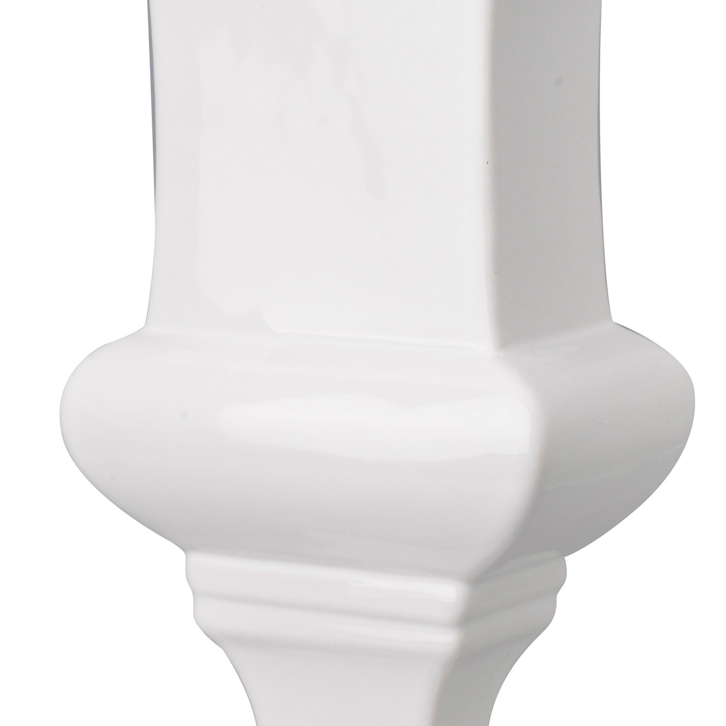 14 Inch Decorative Ceramic Vase Artistic Turned Urn White And Gold Rim-zoom-3