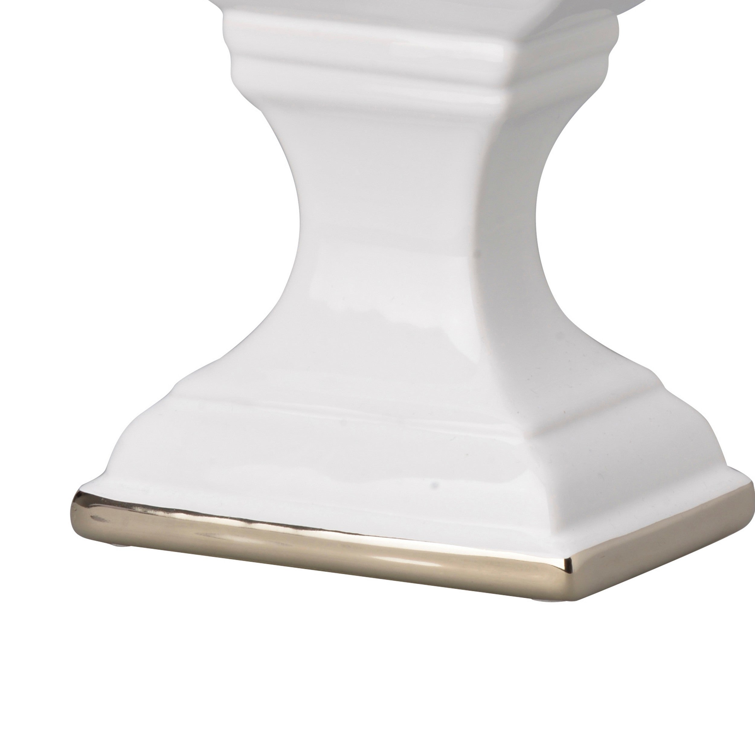 14 Inch Decorative Ceramic Vase Artistic Turned Urn White And Gold Rim-zoom-4