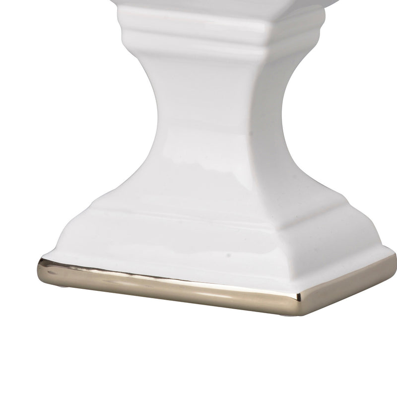14 Inch Decorative Ceramic Vase Artistic Turned Urn White And Gold Rim-zoom-