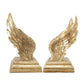 8 Inch Contemporary Decorative Bookends Spread Wing Design Antique Gold