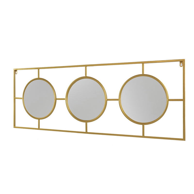 43 Inch Wall Accent Decor Three Integrated Mirrors With Iron Frame Gold-zoom-