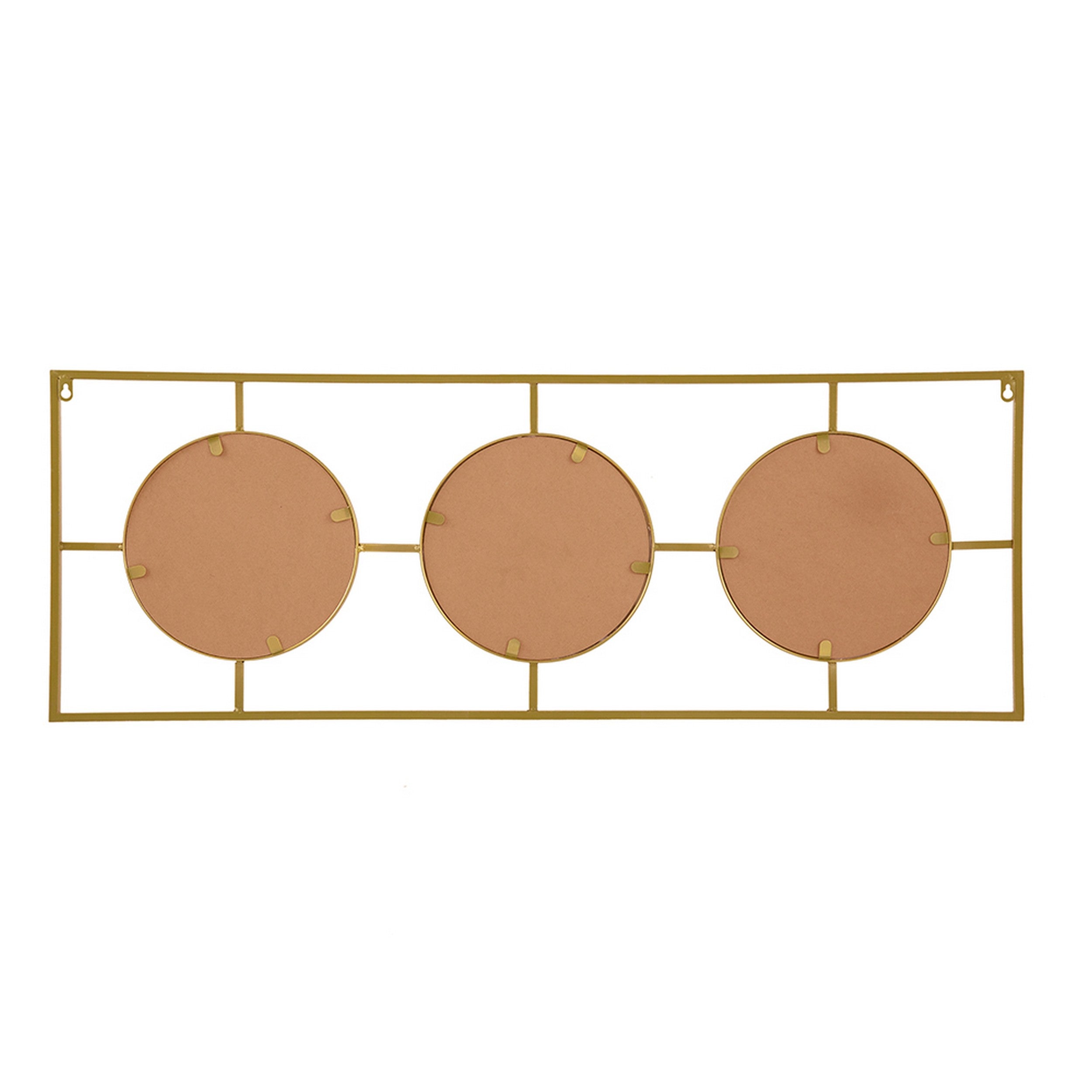 43 Inch Wall Accent Decor Three Integrated Mirrors With Iron Frame Gold-zoom-3