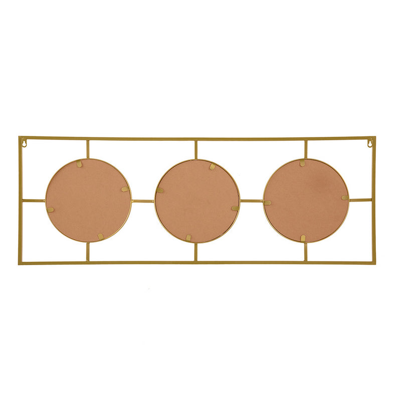 43 Inch Wall Accent Decor Three Integrated Mirrors With Iron Frame Gold-zoom-