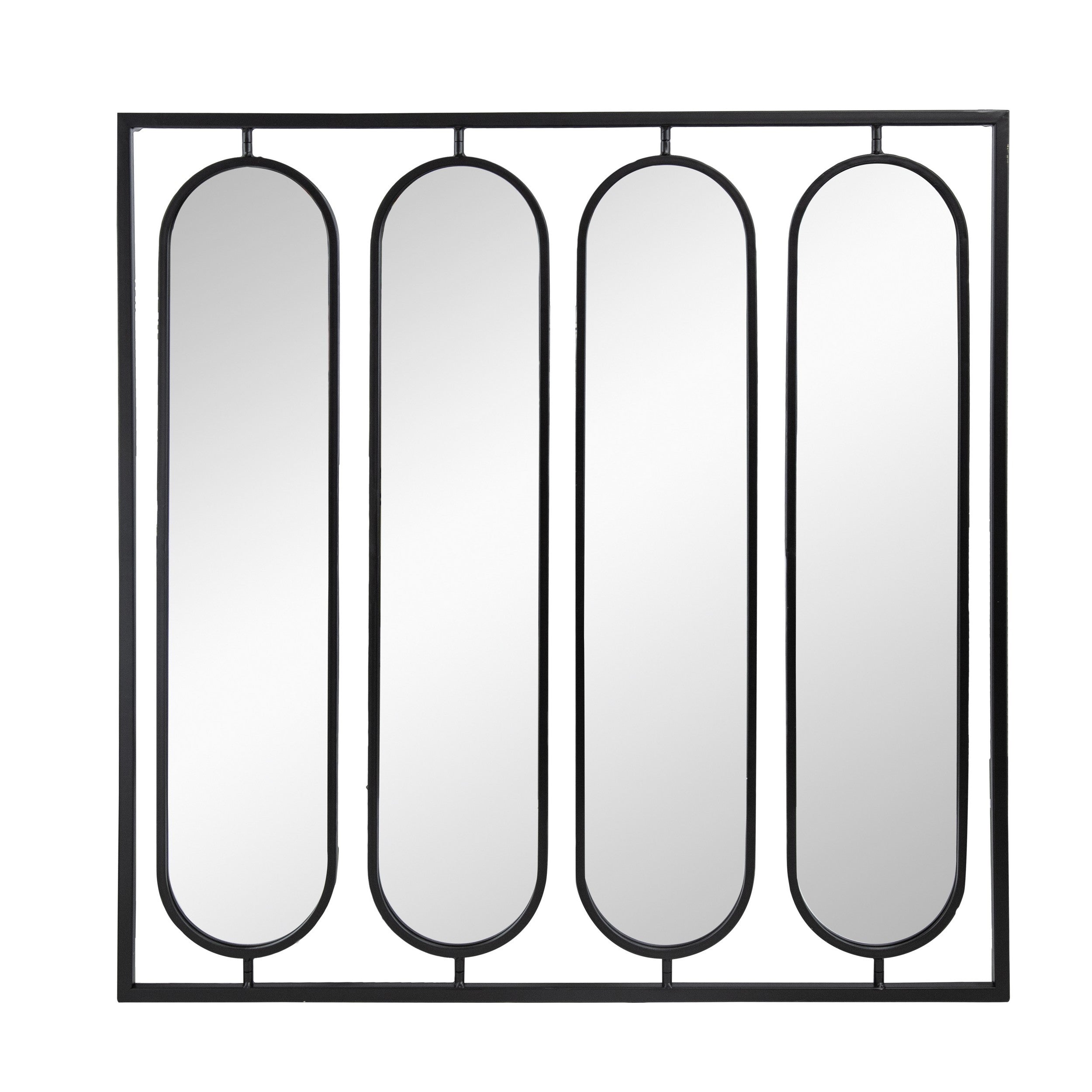 36 Inch Modern Wall Decor 4 Swiveling Oblong Mirrors Black Metal Frame-zoom-1
