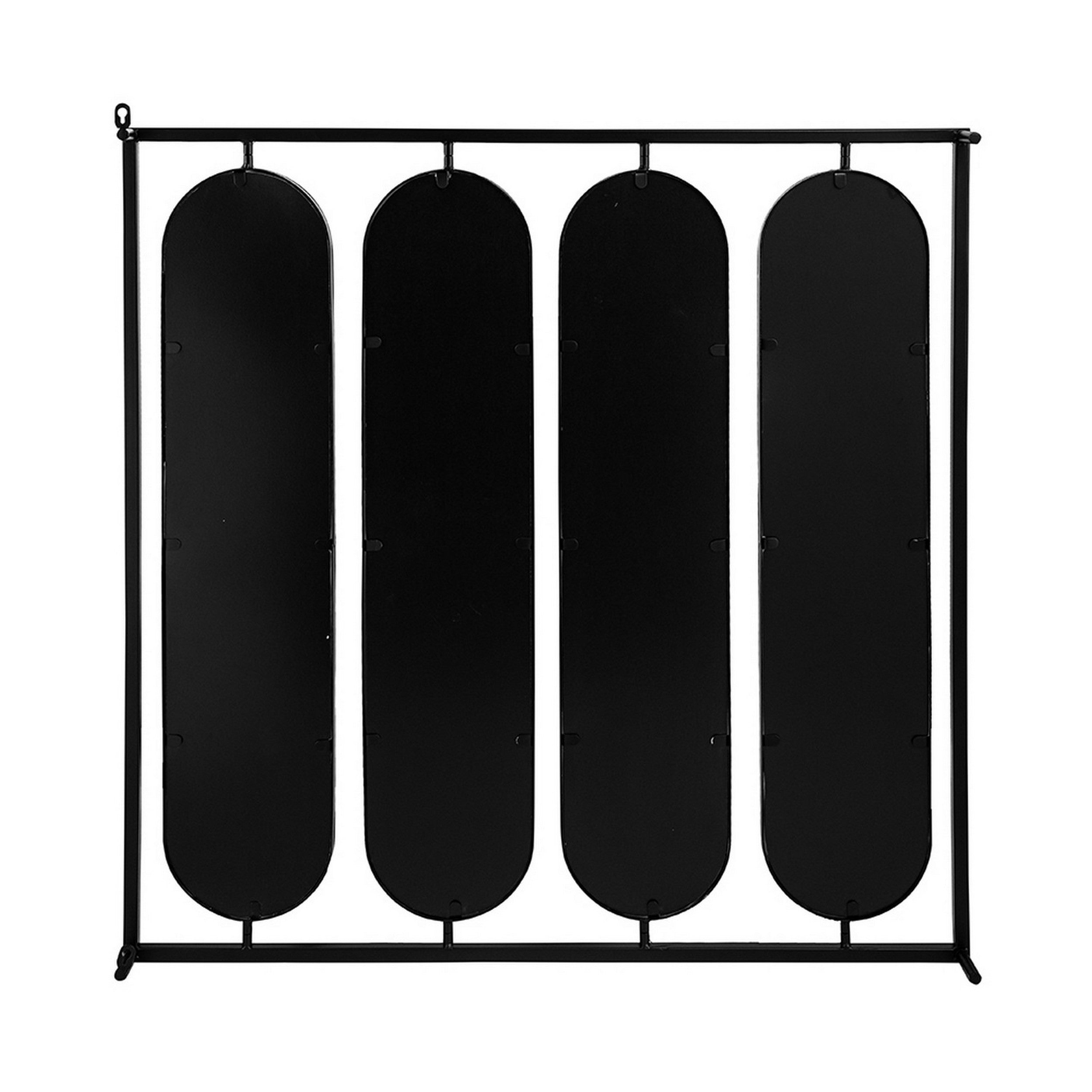 36 Inch Modern Wall Decor 4 Swiveling Oblong Mirrors Black Metal Frame-zoom-3