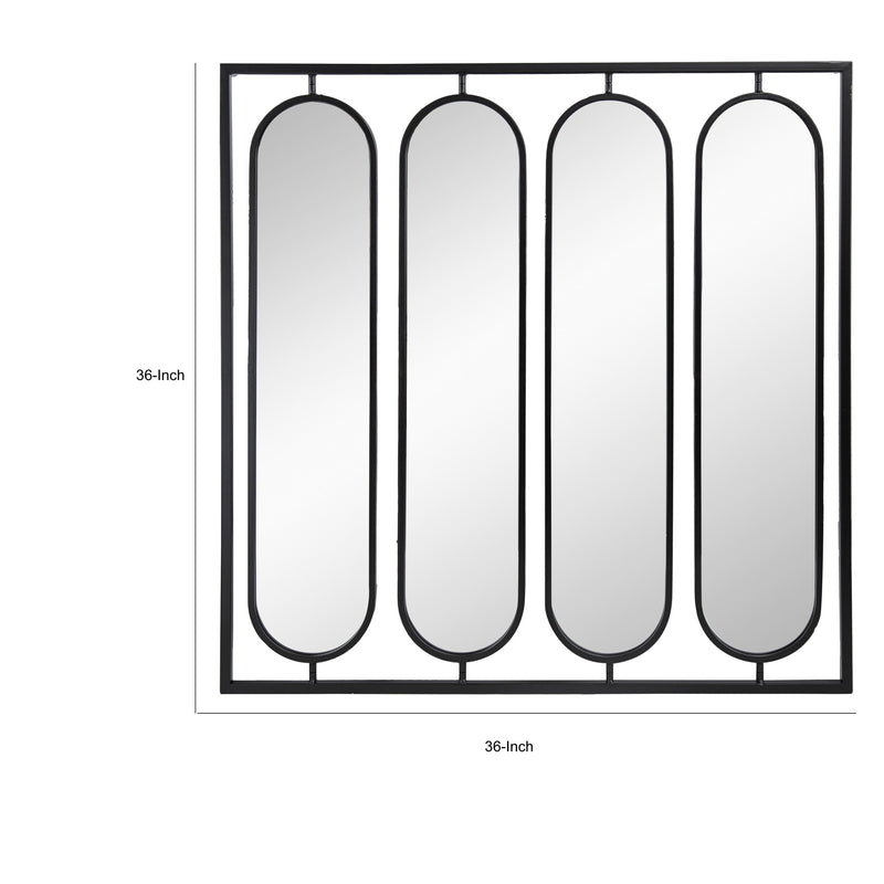 36 Inch Modern Wall Decor 4 Swiveling Oblong Mirrors Black Metal Frame-zoom-