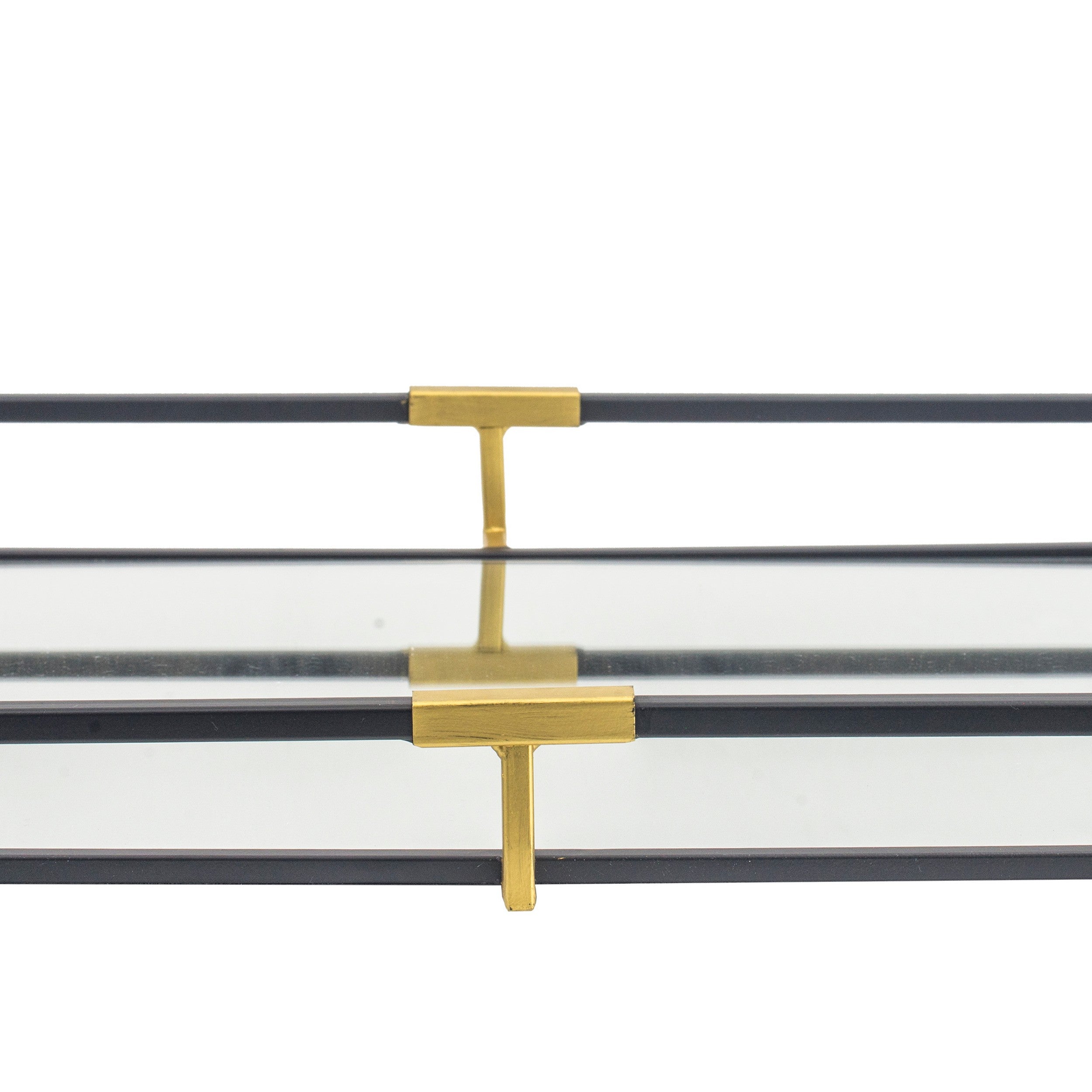 21 27 Inch Set Of 2 Decorative Trays With Mirror Modern Frame Gold Black-zoom-3
