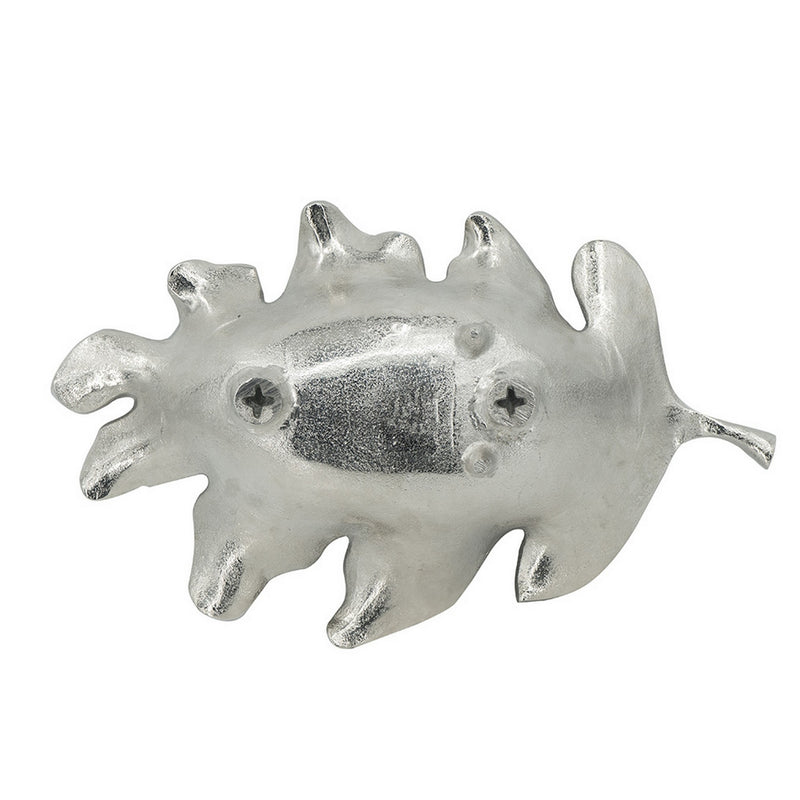 22 Inch Modern Decorative Tray Oak Leaf Design Striking Silver Metal Frame-zoom-