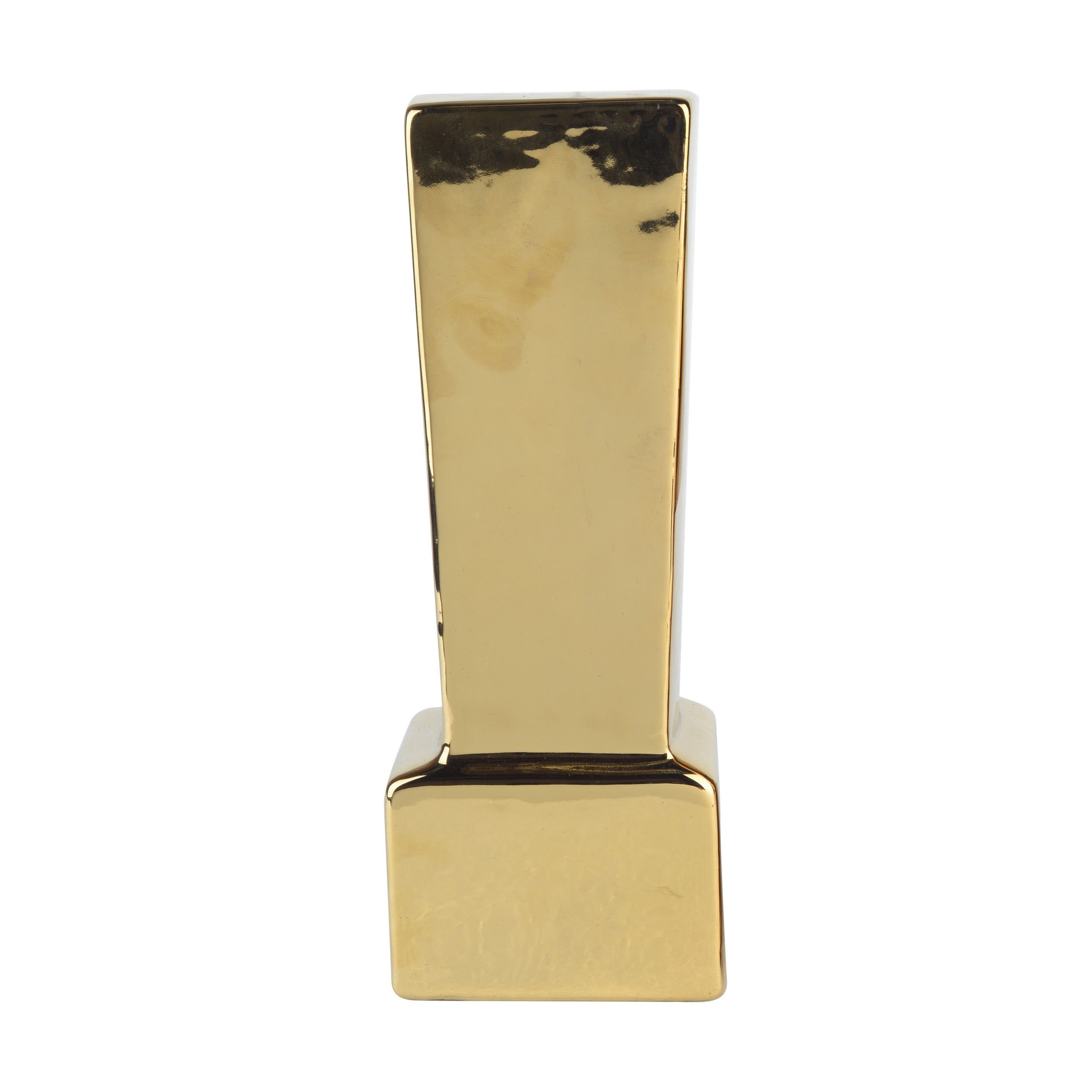 9 Inch Modern Bookends, Gold Tone Ceramic, Question and Exclamation Mark-zoom-3