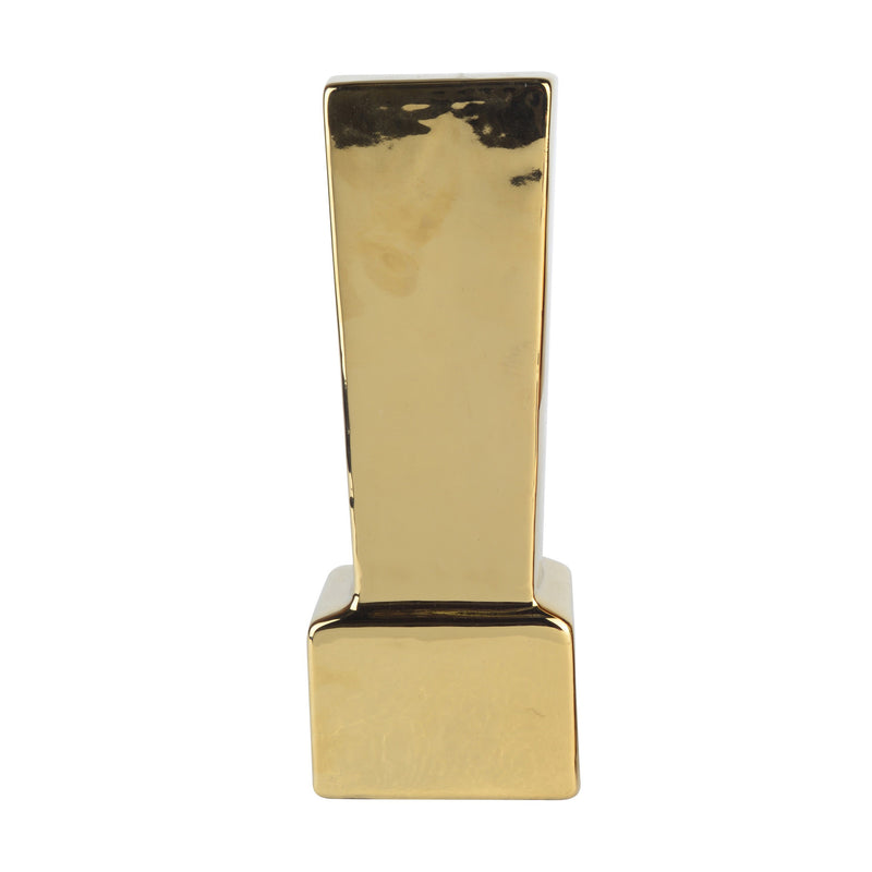 9 Inch Modern Bookends, Gold Tone Ceramic, Question and Exclamation Mark-zoom-