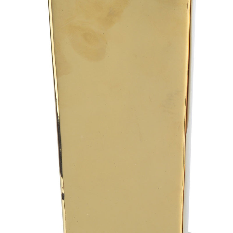 9 Inch Modern Bookends, Gold Tone Ceramic, Question and Exclamation Mark-zoom-