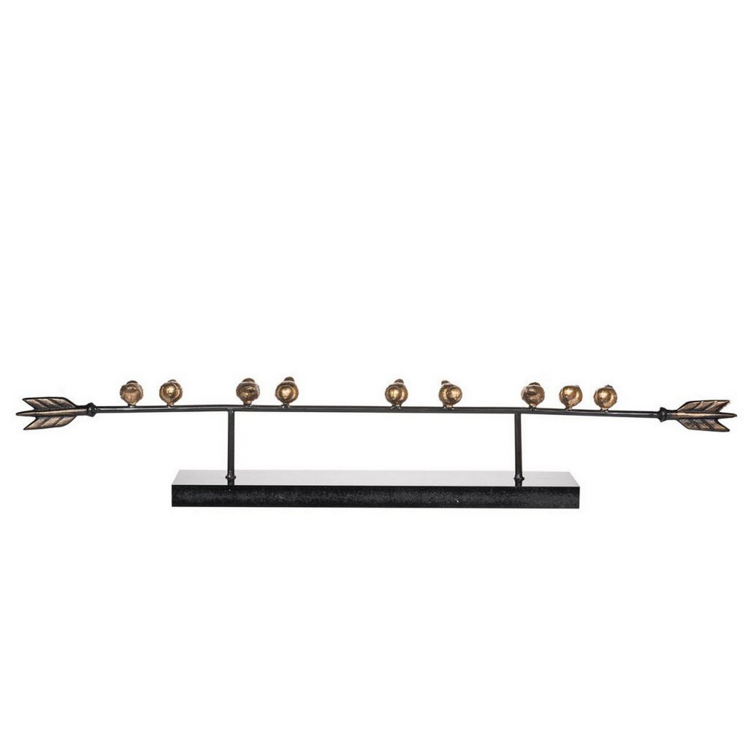 33 Inch Modern Accent Decor Golden Metal Perched Birds On A Black Arrow-zoom-2