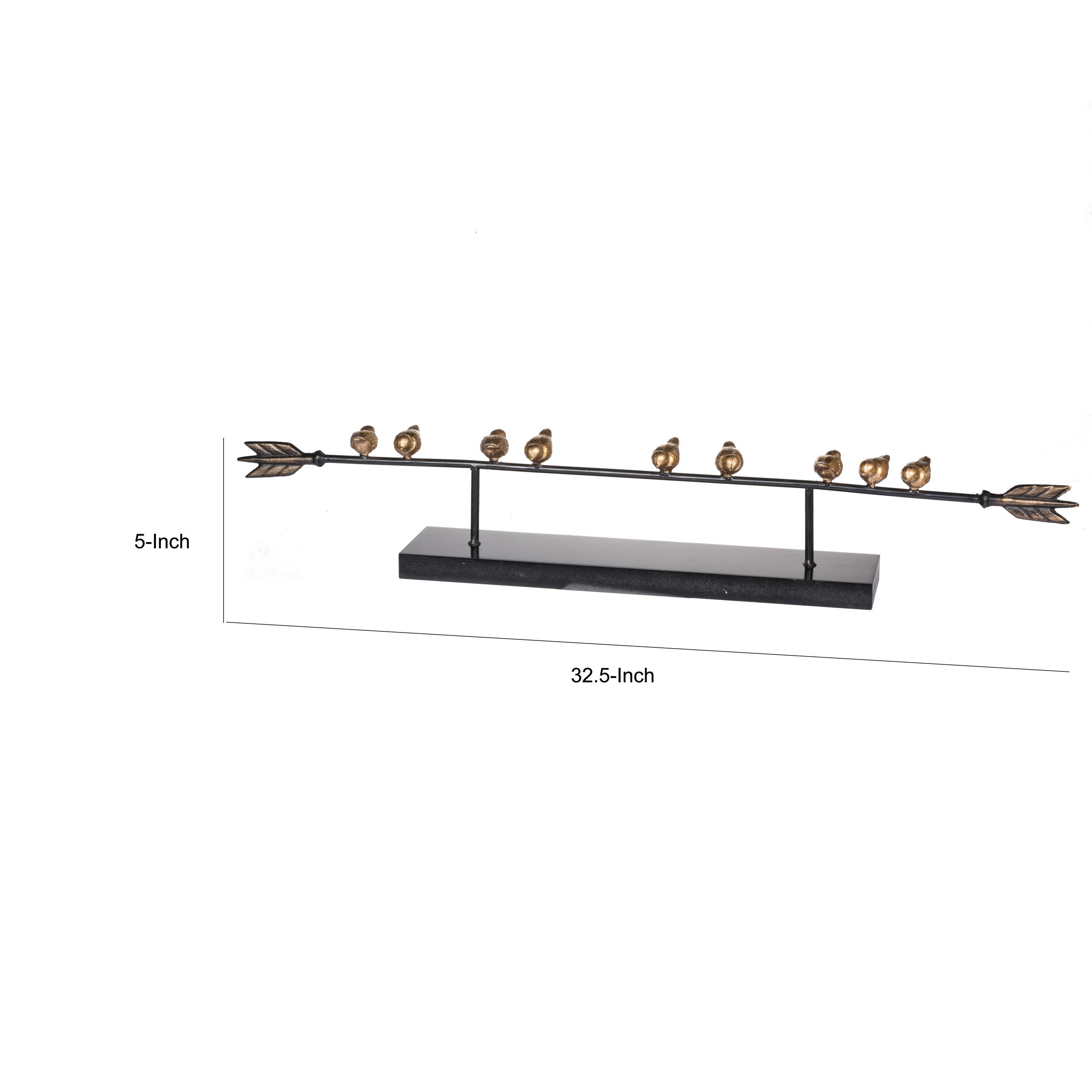 33 Inch Modern Accent Decor Golden Metal Perched Birds On A Black Arrow-zoom-5