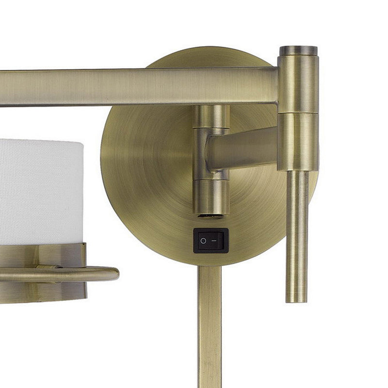 21 Inch Modern Wall Lamp With Swing Arm Integrated Led White Shade Brass-zoom-
