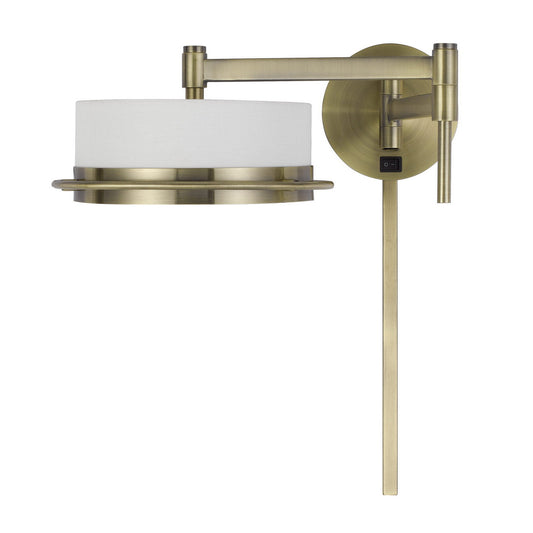 21 Inch Modern Wall Lamp With Swing Arm Integrated Led White Shade Brass