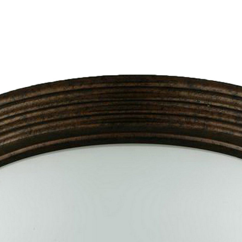Jesse 16 Inch Modern Ceiling Lamp with Glass Dome Shade Rust Trim White-zoom-