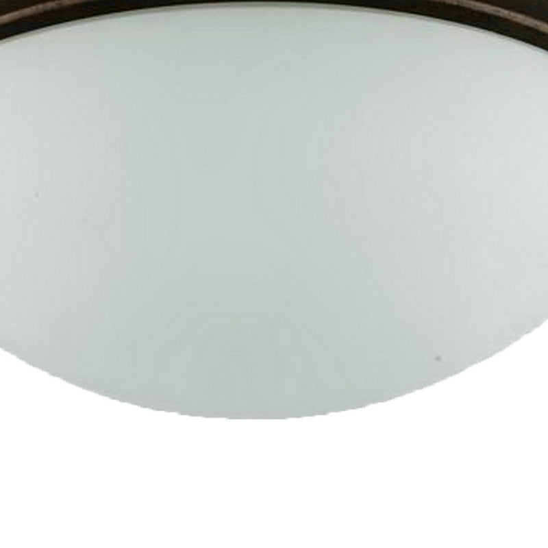 Jesse 16 Inch Modern Ceiling Lamp with Glass Dome Shade Rust Trim White-zoom-