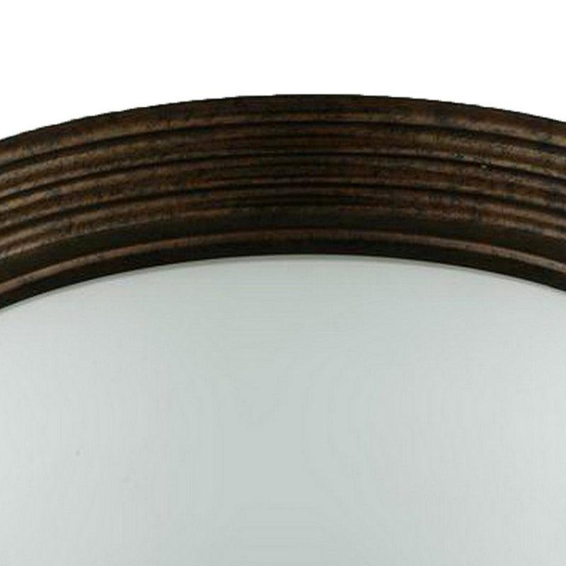 Jesse 12 Inch Modern Ceiling Lamp with Glass Dome Shade Rust Trim White-zoom-
